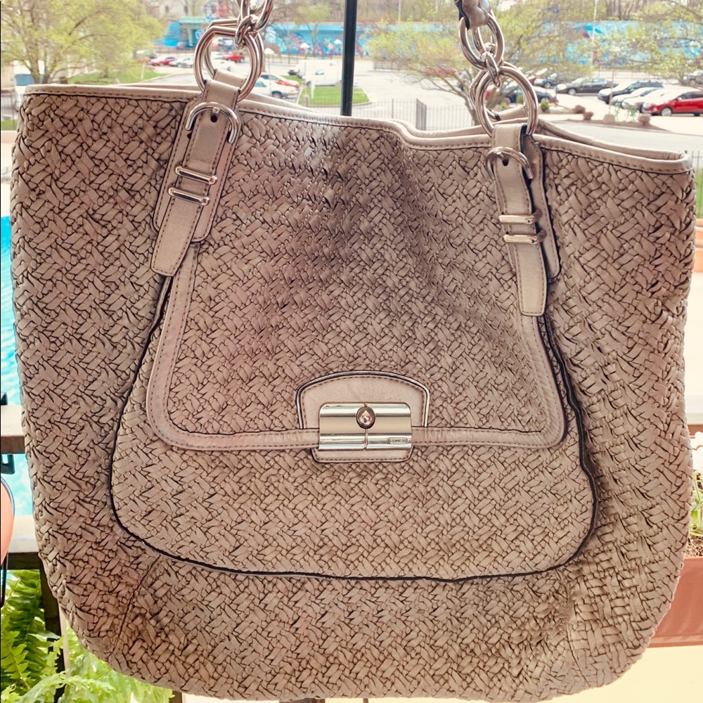 Coach Kristin Pinnacle Woven leather tote